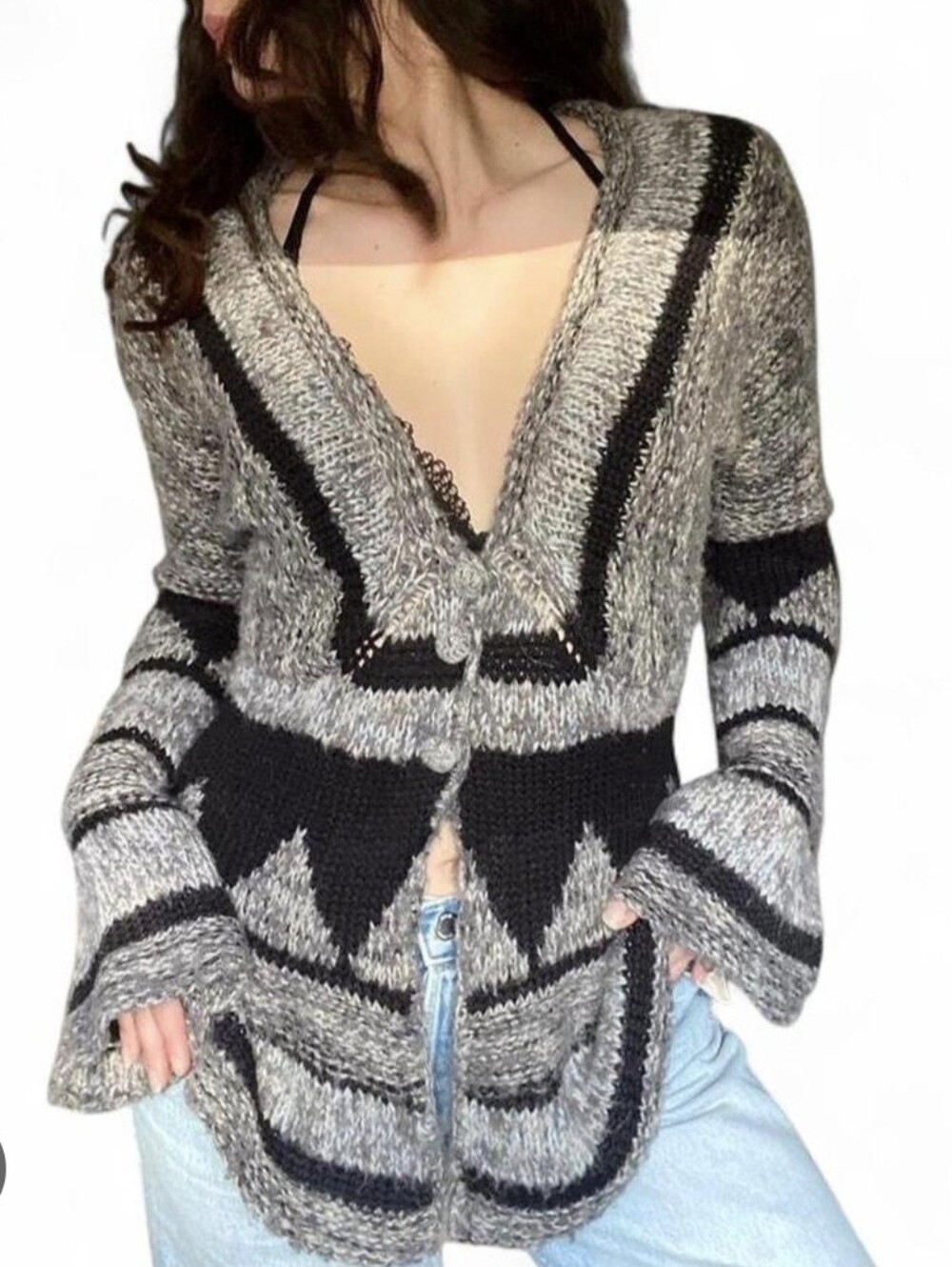 Free People Oversized Sweater Cardigan Alpaca/ Wool Blend Bohemian Medium